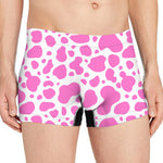 Pink And White Cow Print Men's Boxer Briefs