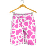 Pink And White Cow Print Men's Shorts