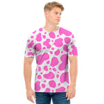 Pink And White Cow Print Men's T-Shirt