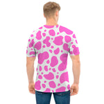 Pink And White Cow Print Men's T-Shirt