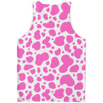 Pink And White Cow Print Men's Tank Top