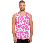 Pink And White Cow Print Men's Tank Top