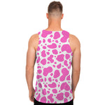 Pink And White Cow Print Men's Tank Top