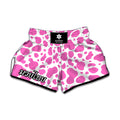 Pink And White Cow Print Muay Thai Boxing Shorts