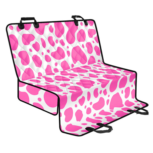 Pink And White Cow Print Pet Car Back Seat Cover