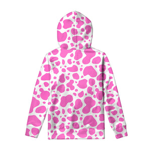 Pink And White Cow Print Pullover Hoodie