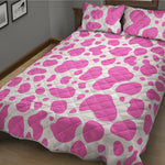 Pink And White Cow Print Quilt Bed Set