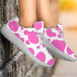 Pink And White Cow Print Sport Shoes GearFrost