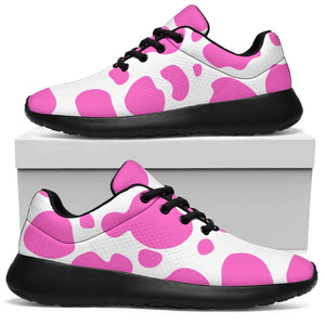 Pink And White Cow Print Sport Shoes GearFrost