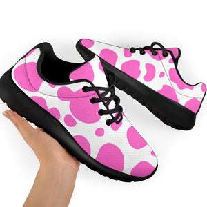 Pink And White Cow Print Sport Shoes GearFrost