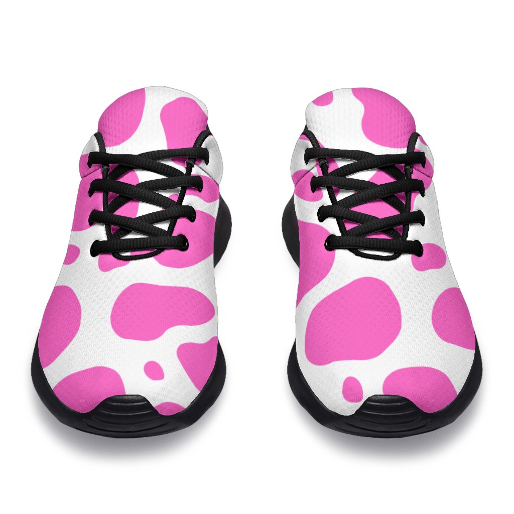 Pink And White Cow Print Sport Shoes GearFrost