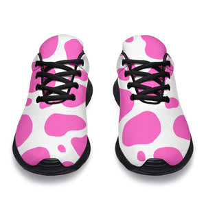 Pink And White Cow Print Sport Shoes GearFrost