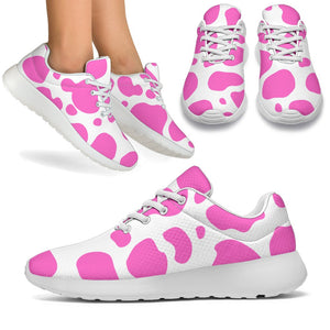 Pink And White Cow Print Sport Shoes GearFrost