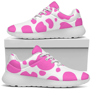 Pink And White Cow Print Sport Shoes GearFrost