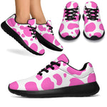 Pink And White Cow Print Sport Shoes GearFrost