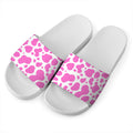 Pink And White Cow Print White Slide Sandals