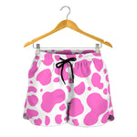 Pink And White Cow Print Women's Shorts