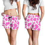 Pink And White Cow Print Women's Shorts