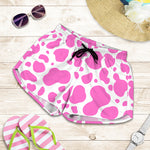 Pink And White Cow Print Women's Shorts