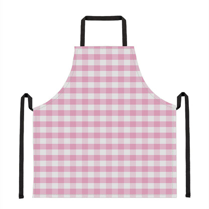 Pink And White Gingham Pattern Print Apron