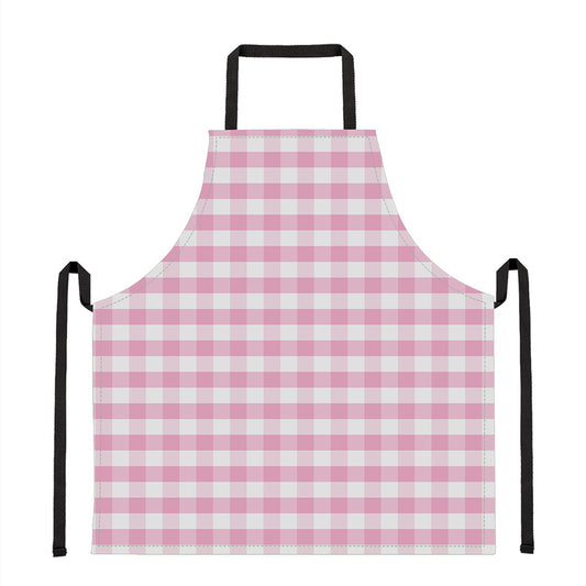 Pink And White Gingham Pattern Print Apron