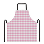 Pink And White Gingham Pattern Print Apron