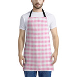 Pink And White Gingham Pattern Print Apron