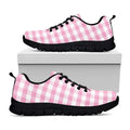 Pink And White Gingham Pattern Print Black Running Shoes