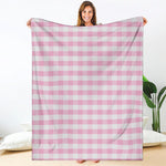 Pink And White Gingham Pattern Print Blanket