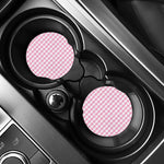 Pink And White Gingham Pattern Print Car Coasters