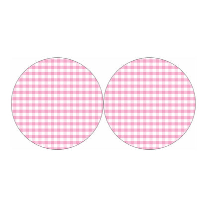 Pink And White Gingham Pattern Print Car Coasters