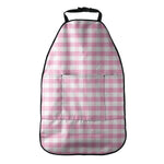 Pink And White Gingham Pattern Print Car Seat Organizers