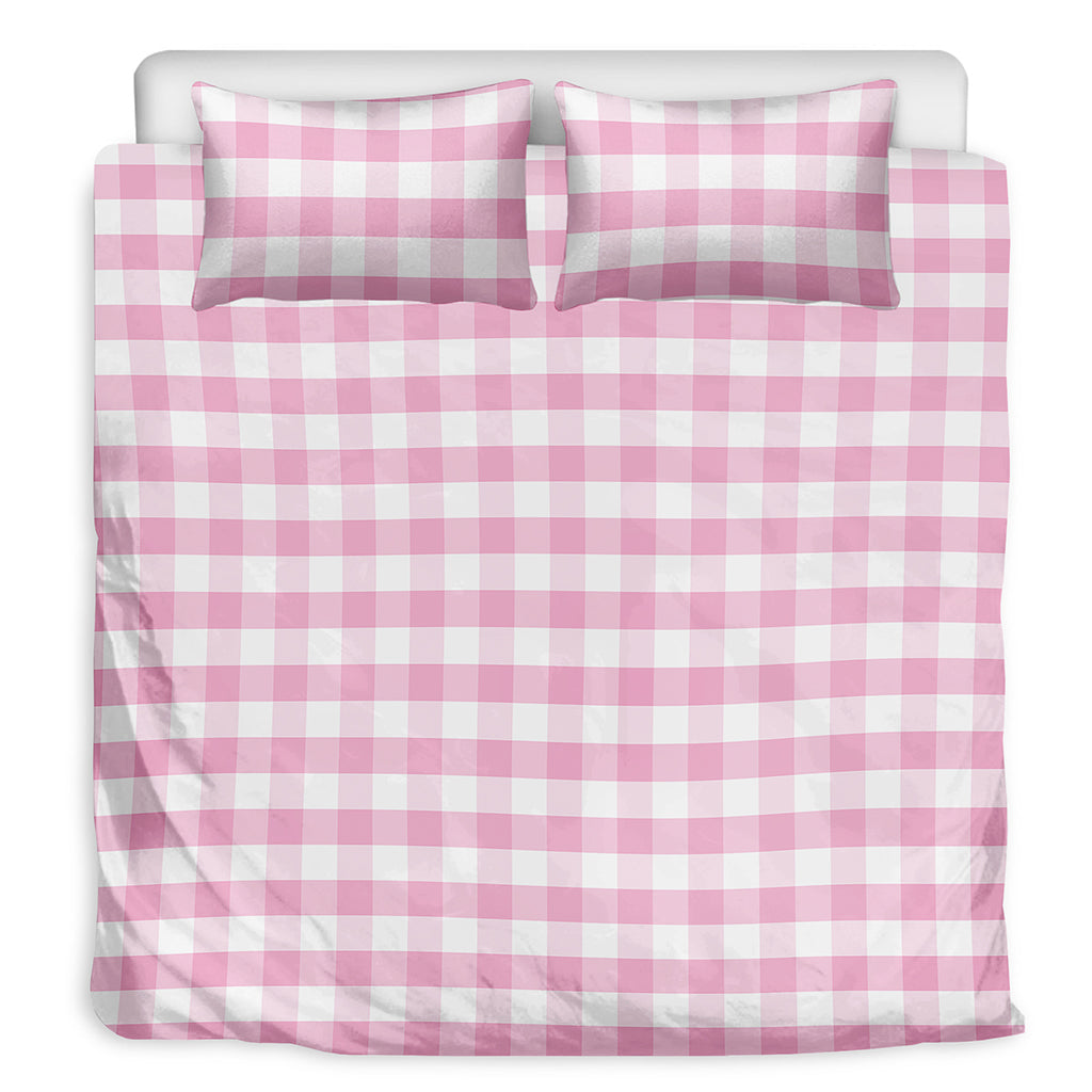 Pink And White Gingham Pattern Print Duvet Cover Bedding Set