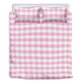 Pink And White Gingham Pattern Print Duvet Cover Bedding Set