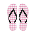 Pink And White Gingham Pattern Print Flip Flops