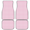 Pink And White Gingham Pattern Print Front and Back Car Floor Mats