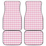 Pink And White Gingham Pattern Print Front and Back Car Floor Mats