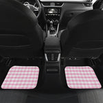 Pink And White Gingham Pattern Print Front and Back Car Floor Mats