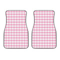 Pink And White Gingham Pattern Print Front Car Floor Mats
