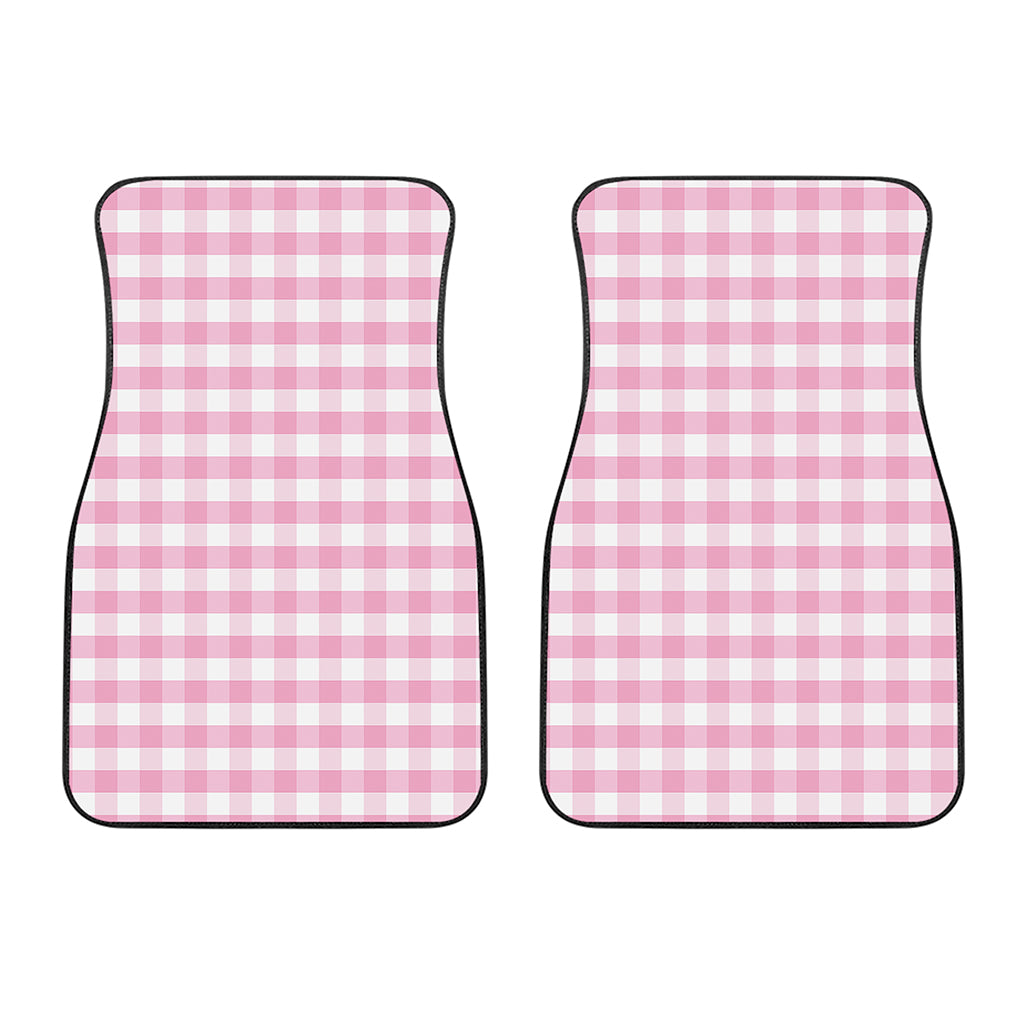 Pink And White Gingham Pattern Print Front Car Floor Mats
