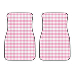 Pink And White Gingham Pattern Print Front Car Floor Mats