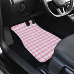 Pink And White Gingham Pattern Print Front Car Floor Mats