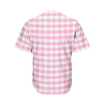 Pink And White Gingham Pattern Print Men's Baseball Jersey