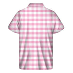 Pink And White Gingham Pattern Print Men's Short Sleeve Shirt