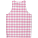 Pink And White Gingham Pattern Print Men's Tank Top