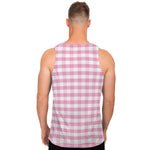 Pink And White Gingham Pattern Print Men's Tank Top