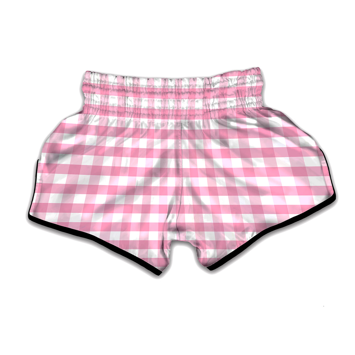 Pink And White Gingham Pattern Print Muay Thai Boxing Shorts
