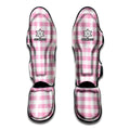 Pink And White Gingham Pattern Print Muay Thai Shin Guards