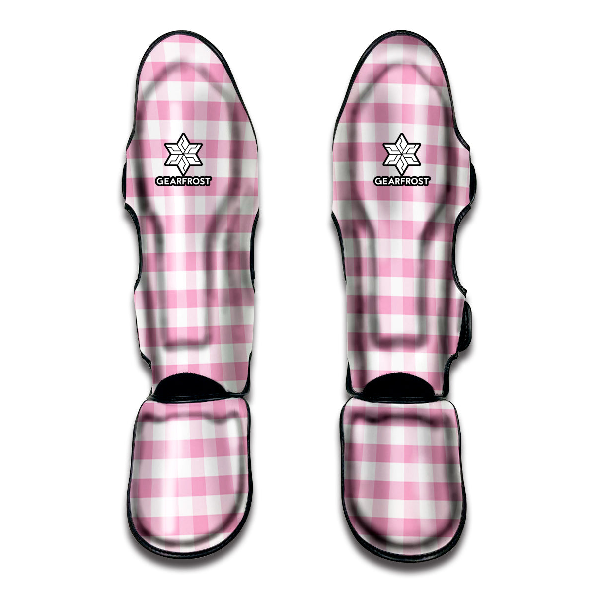 Pink And White Gingham Pattern Print Muay Thai Shin Guard
