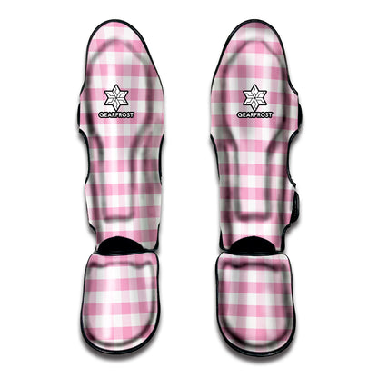 Pink And White Gingham Pattern Print Muay Thai Shin Guard